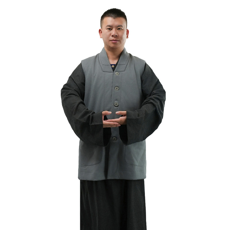 特价僧服僧衣马甲秋冬款毛绒呢料加厚保暖伽蓝褂禅修服男女款和尚