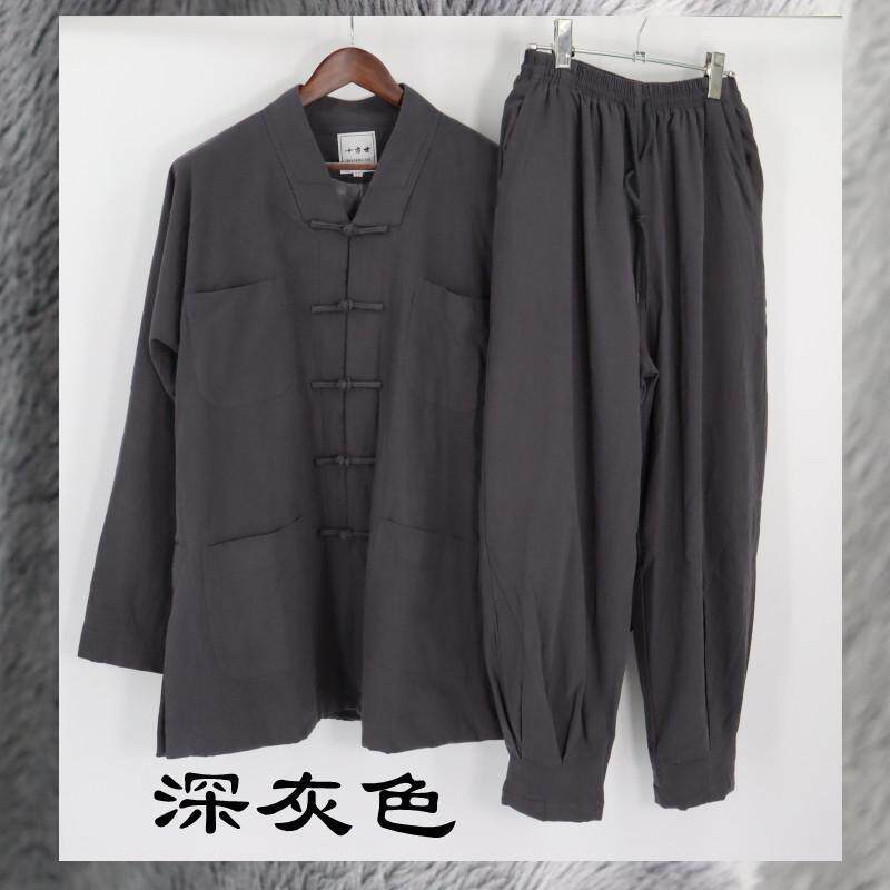 新款加绒加厚短褂出家人僧衣和尚服亚麻收口裤套装新品出家人僧衣
