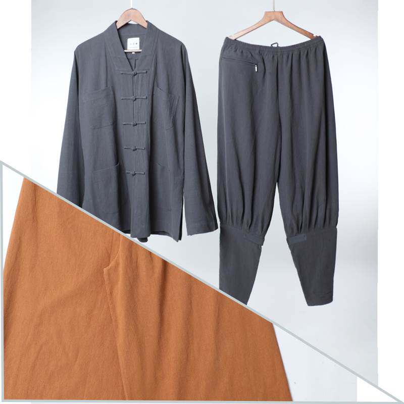 23新款新款免绑腿套装僧服棉麻出家师父和尚服装僧袍僧裤短褂小褂