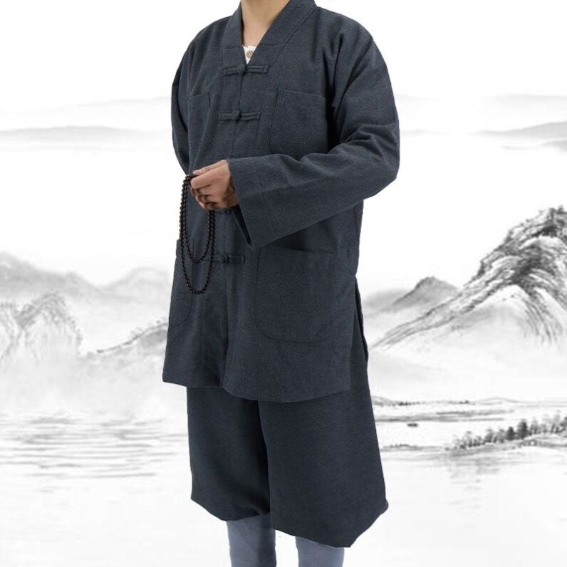 特价僧衣秋冬季毛呢免绑腿短褂套装出家师父和尚服小褂保暖加厚僧