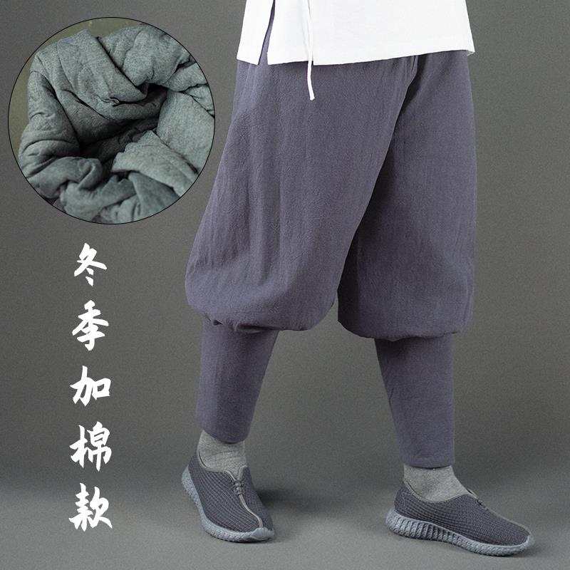 新款善之缘僧裤男春秋冬季僧裤免绑腿女亚麻加厚棉裤出家和尚短褂