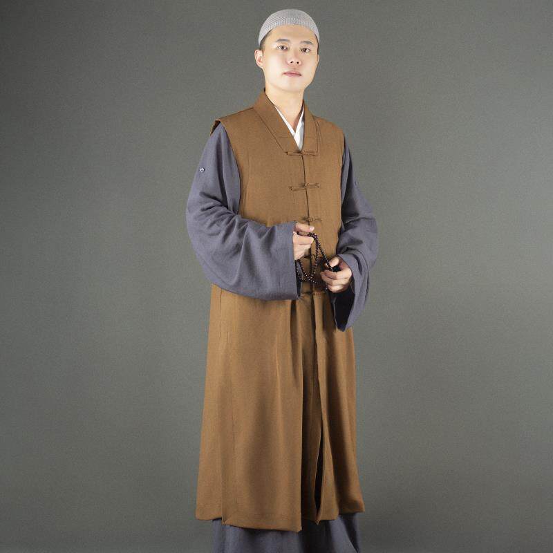 新款僧服春秋款伽蓝褂僧衣马甲出家僧人和尚服装坎肩无袖大褂长褂