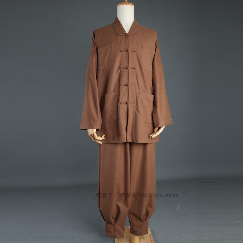 特价新款秋冬季短褂僧服毛呢保暖免绑腿小褂呢子加厚僧衣套装冬季