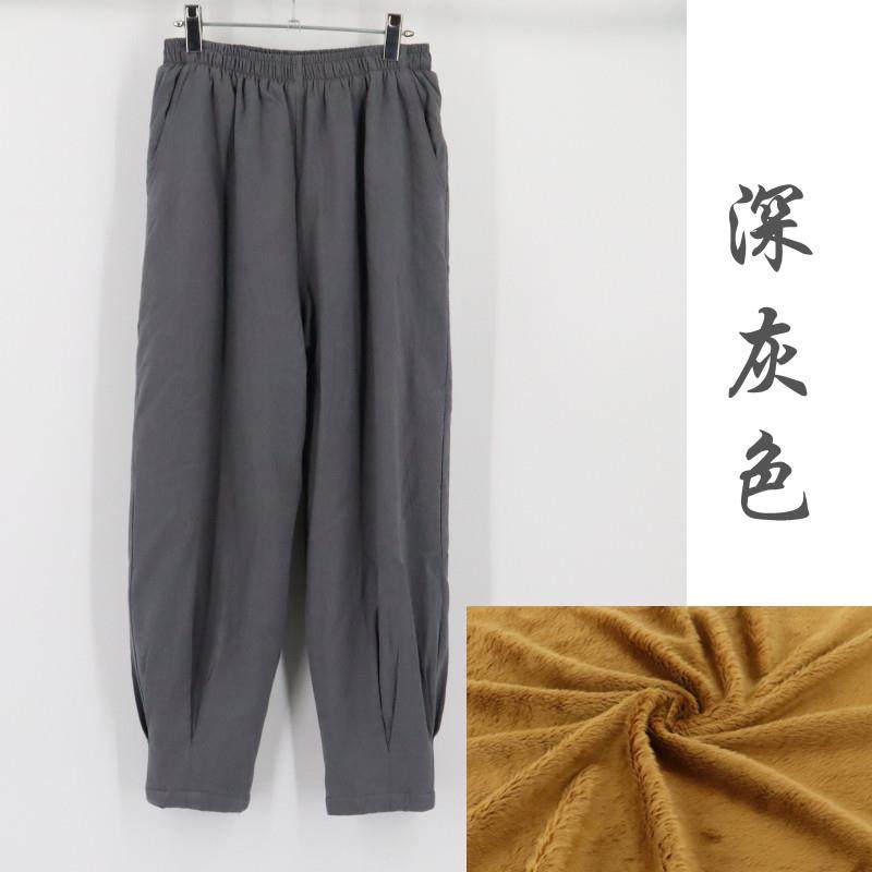 新款冬季加绒加厚收脚裤免绑腿僧服僧裤中国风晨练阔腿裤保暖男女