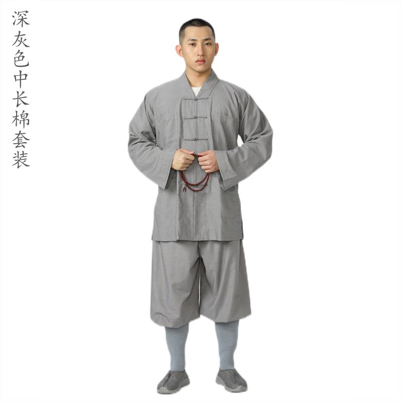 新款丝光棉短褂传统布扣僧短套和尚衣服套装僧服僧衣短套出家人衣