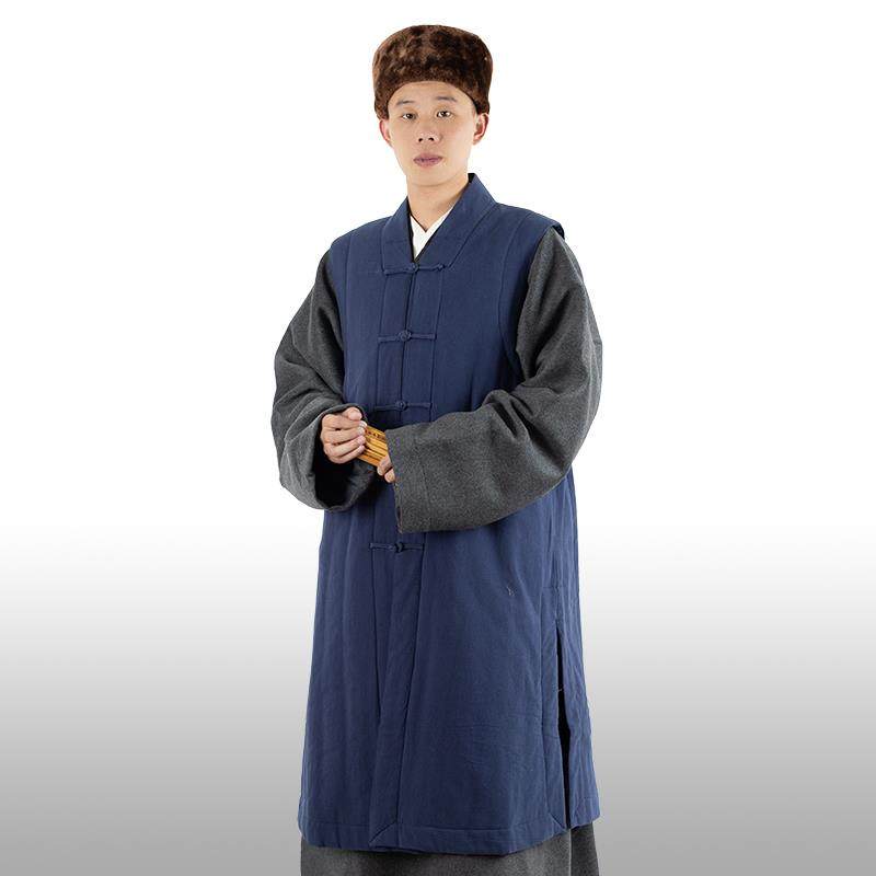 新款僧服伽蓝褂冬季棉服马甲背心和尚服男女款出家人亚麻加棉僧衣