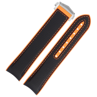 适配OMEGA欧米茄海马600表带四分之一橙编织纹硅胶手表带21 22mm