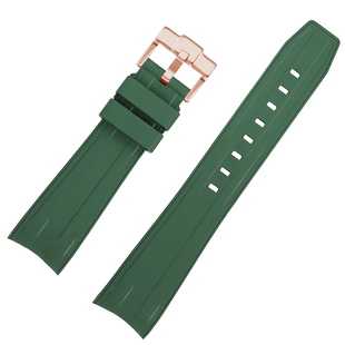 凯帝尼适用劳力士氟橡胶表带探险家2黑绿水鬼 帝舵碧湾手表带21mm