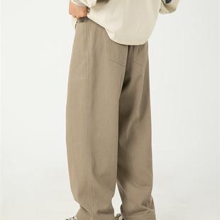 百搭宽松长裤 复古纯棉质感斜纹休闲裤 运动直筒裤 新款 子 男2025春季