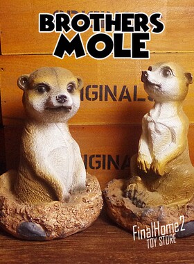 水獭 土拨鼠 鼹鼠 树脂工艺品 动物装饰园艺摆件模型公仔认知玩具