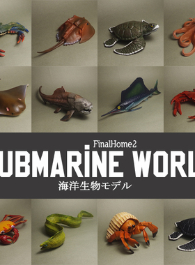 正版 寄居蟹 海龟 中华鳖 鳐鱼 邓氏鱼海底世界海洋生物模型摆件