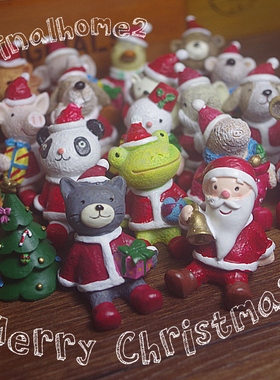 出口圣诞老人圣诞树麋鹿熊猫动物小摆件创意蛋糕家居装饰树脂摆件