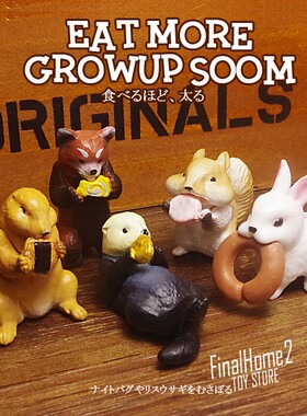 散货日式 吃货小动物 浣熊 松鼠 兔子 DIY景观摆件模型公仔手办