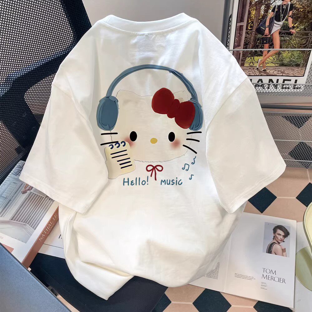 儿童短袖t恤哈喽kitty夏季2026新款纯棉女童宽松中大童半袖上衣