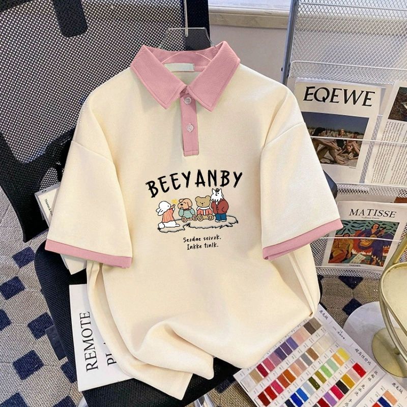 女童纯棉polo衫短袖T恤2025新款夏季中大童插肩袖上衣儿童上衣潮