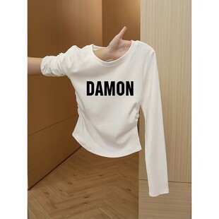 女童长袖t恤女秋季2025新款洋气纯棉短款中大童打底衫修身上衣