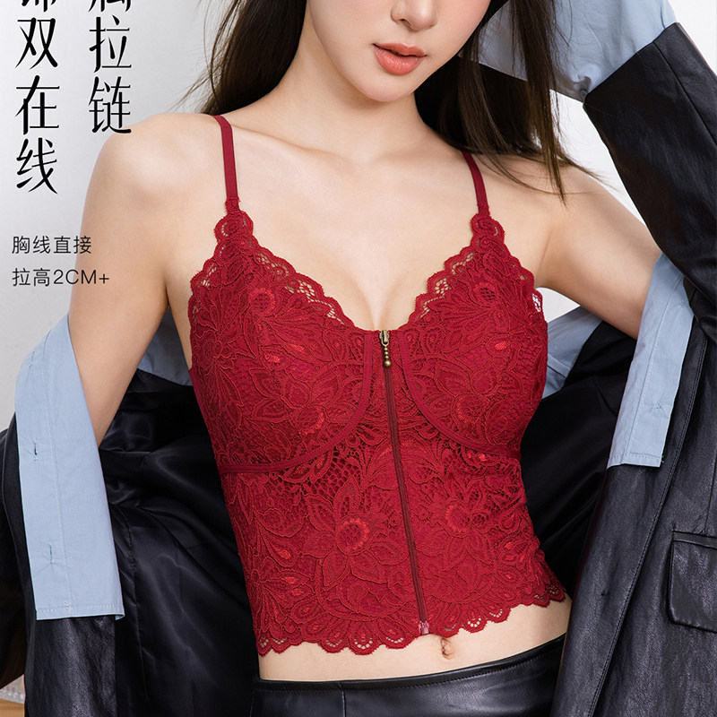 女士打底性感美背大胸显小轻薄透气蕾丝显瘦收侧贴合内搭吊带背心