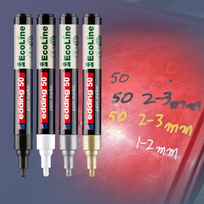 edding50/51哑光油漆笔哑黑哑白哑金银补漆笔耐高温记号笔签名笔