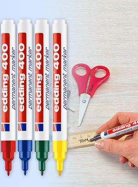 德国工业实验室马克笔edding400油性防水气球塑料木材黑色记号笔