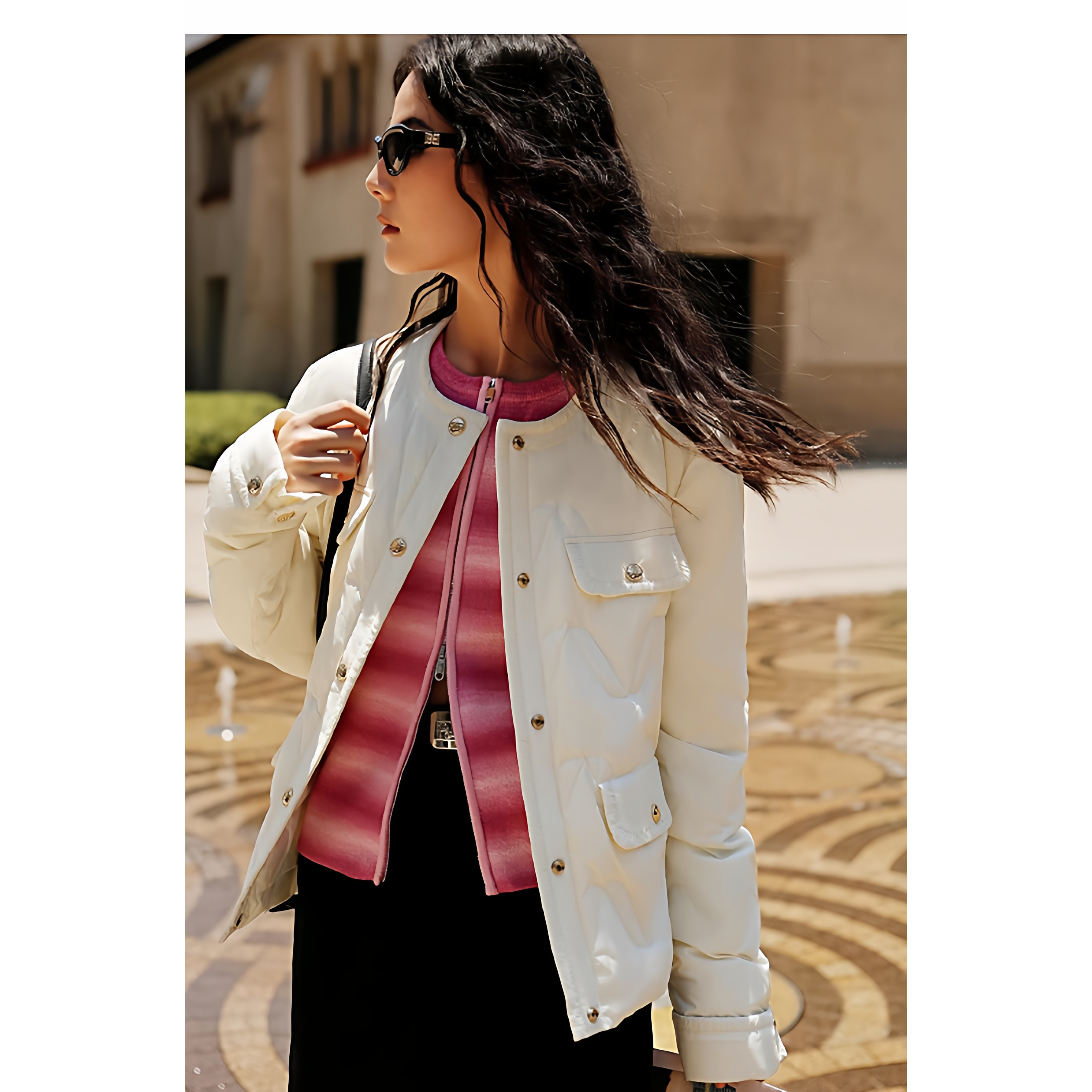 太平鸟女装2025秋冬新款抽褶圆领羽绒服A1ACE4148