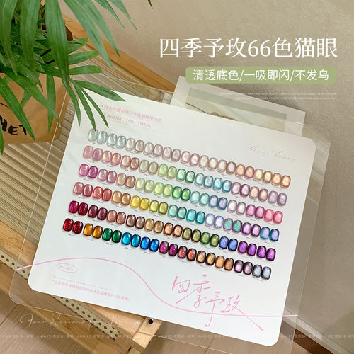 恩妮诗四季予玫66色猫眼甲油胶