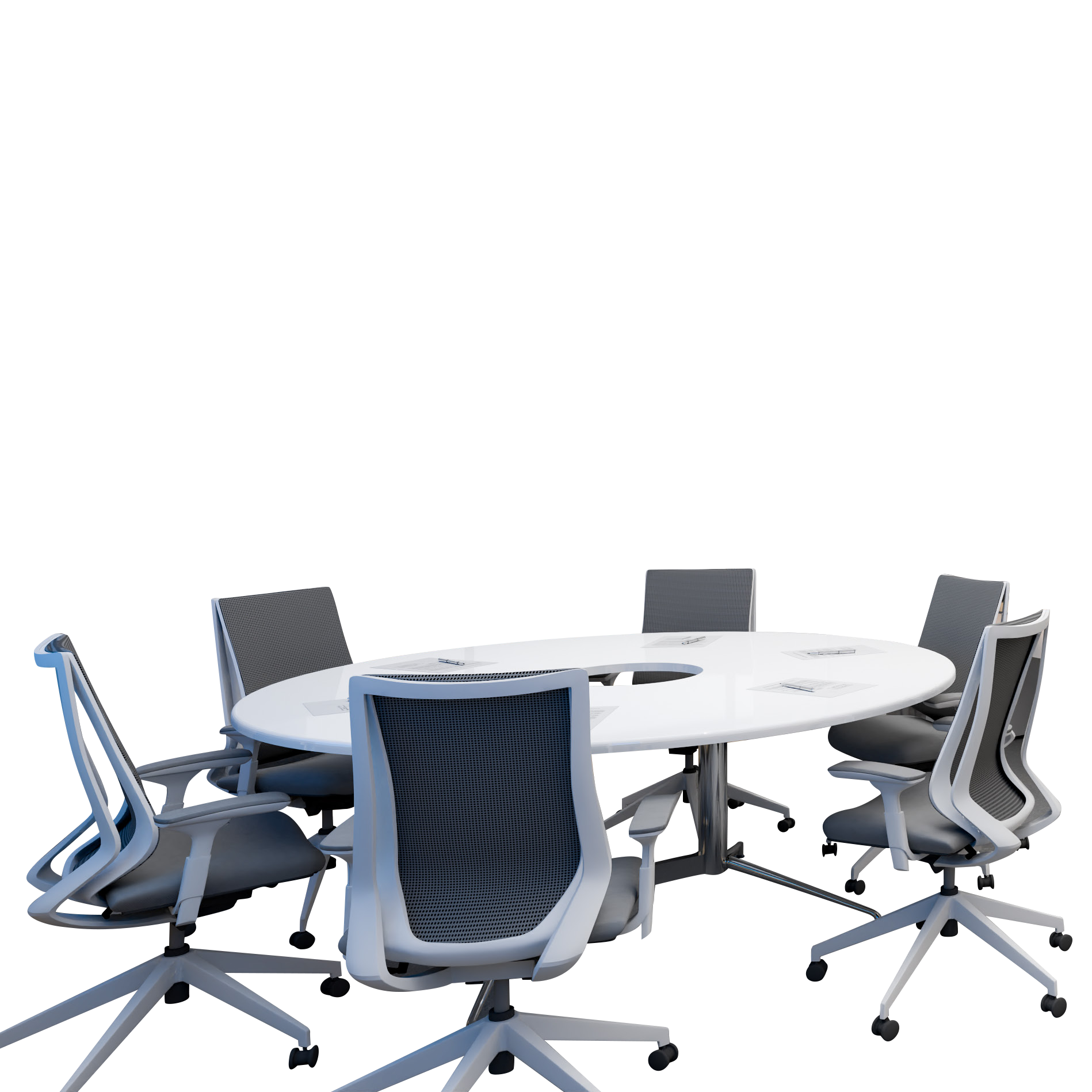 简约白色烤漆圆形会议桌办公指挥台可拼接拆接待桌椅组合