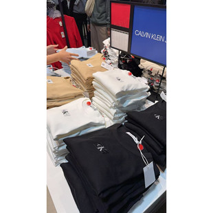 现货正品CK Jeans国内代购女士字母印花辣妹圆领正肩打底长袖T恤