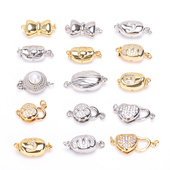 S925珍珠项链扣头配件银接头元 宝扣手链项链链接扣万能百搭扣微镶