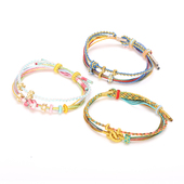 双层蝴蝶手绳手工编织招财结diy红绳手链成品可穿转运珠黄金配饰