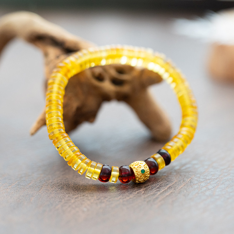 波罗的海天然蜜蜡手串单圈隔片手链男女款一代琥珀金珀血珀算盘珠