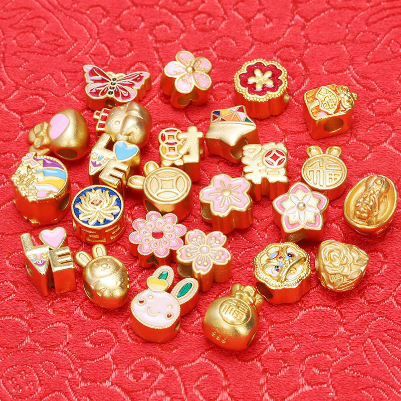 高保色古法沙金钱袋福袋兔耳朵福字diy手绳编织穿珠配饰隔珠配珠,饰品/流行首饰/时尚饰品新,其他DIY饰品配件,淘宝优惠券,粉丝福利购,淘宝优惠卷