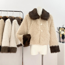 DEARHUA小花家Vtg小兔加拿大草原兔毛翻领显瘦毛绒皮草外套女