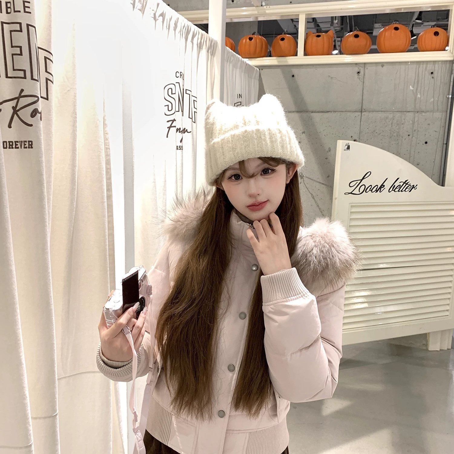 初梦POKEMENG 爱神贝拉 90新国标白鸭绒显瘦内里加绒羽绒服貉子毛