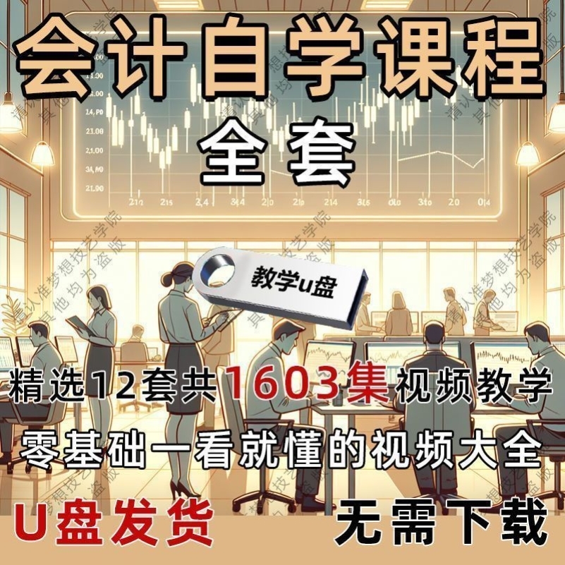 会计入门初学者教程U盘会计零基础自学课程现代实操做账视频优盘
