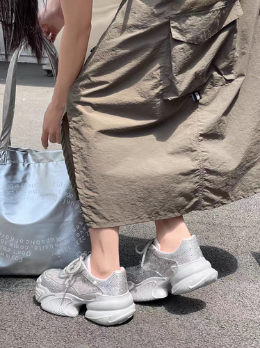 德赛帝伦2025新款真皮女鞋透气女士单鞋休闲鞋老爹厚底运动鞋正品