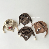 婴儿三角巾秋冬季 口水巾男童女宝宝穿搭小围巾 卡通小动物洋气时尚