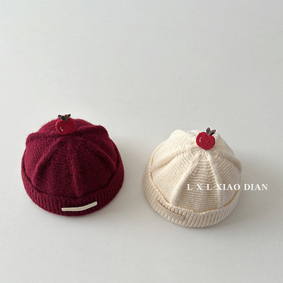 婴儿帽子秋冬季洋气小苹果瓜皮帽