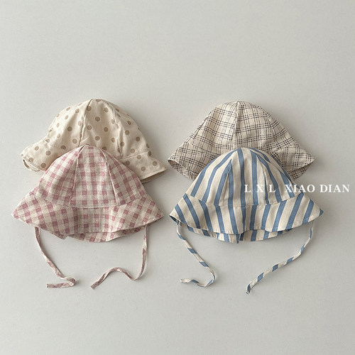 婴儿帽子春秋季小格子户外出游