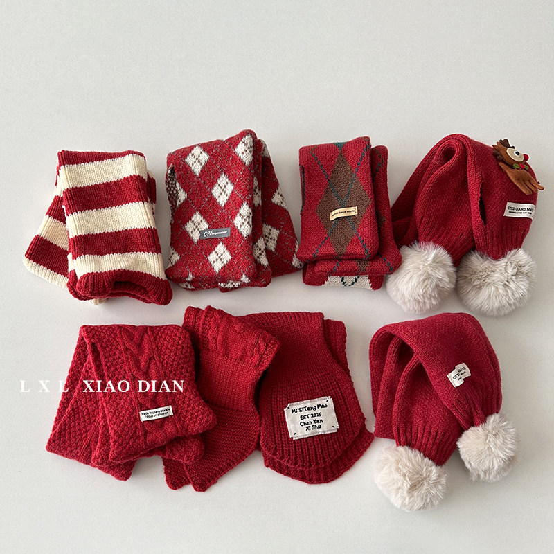 新年红色喜庆儿童围巾秋冬季交叉绑带保暖围脖男童女宝宝拜年脖套,童装/婴儿装/亲子装,围巾,淘宝优惠券,粉丝福利购,淘宝优惠卷