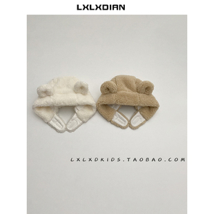 小熊宝宝套头帽秋冬加厚保暖护耳帽韩版婴幼儿超萌可爱男小童帽子