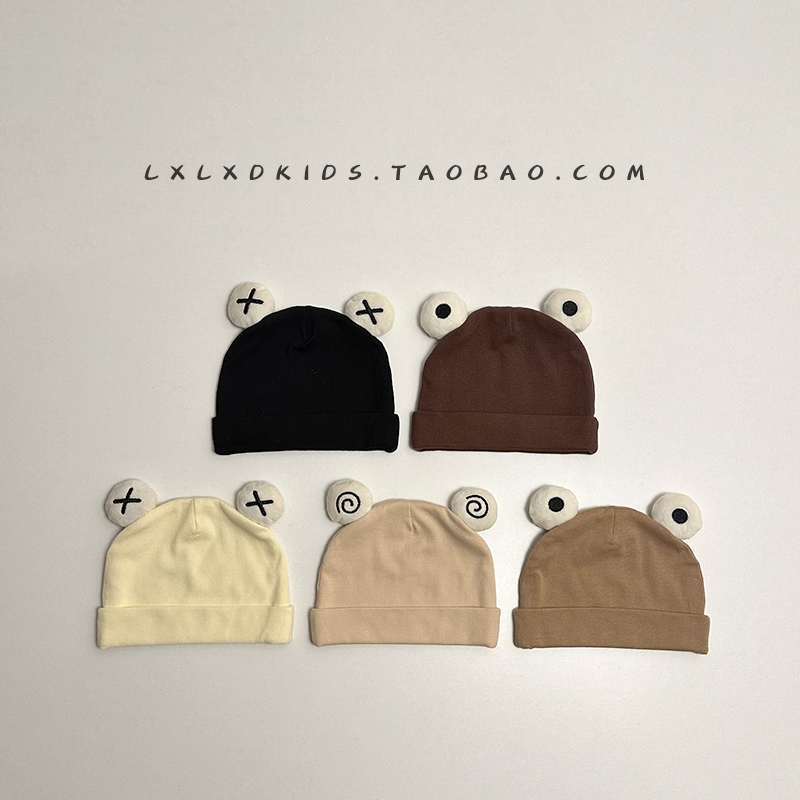 新生婴儿帽子搞怪眼睛纯棉