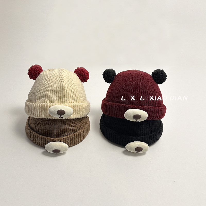 宝宝帽子秋冬款复古喜庆可爱小熊