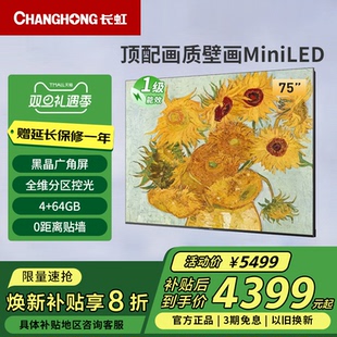 TV无广告288Hz高刷4 75英寸AI 64GB液晶壁画电视 Mini 长虹75D7H