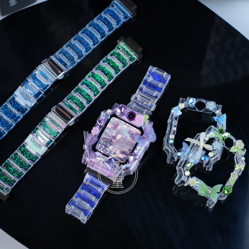 闪粉树脂表带适用小天才电话手表Z11/Z10/Z9腕带保护壳配件表套D5