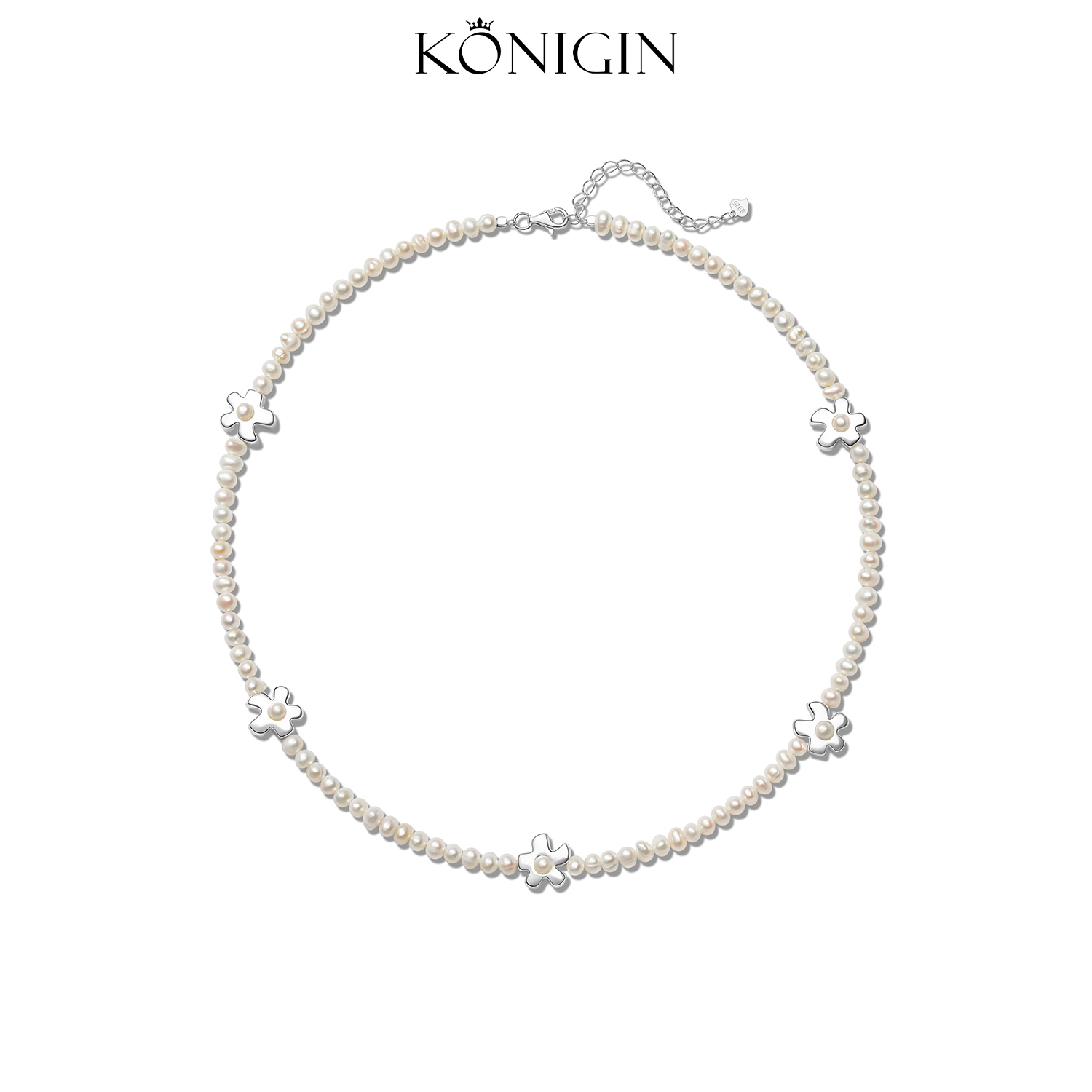 925纯银花朵锁骨链小米珠颈链