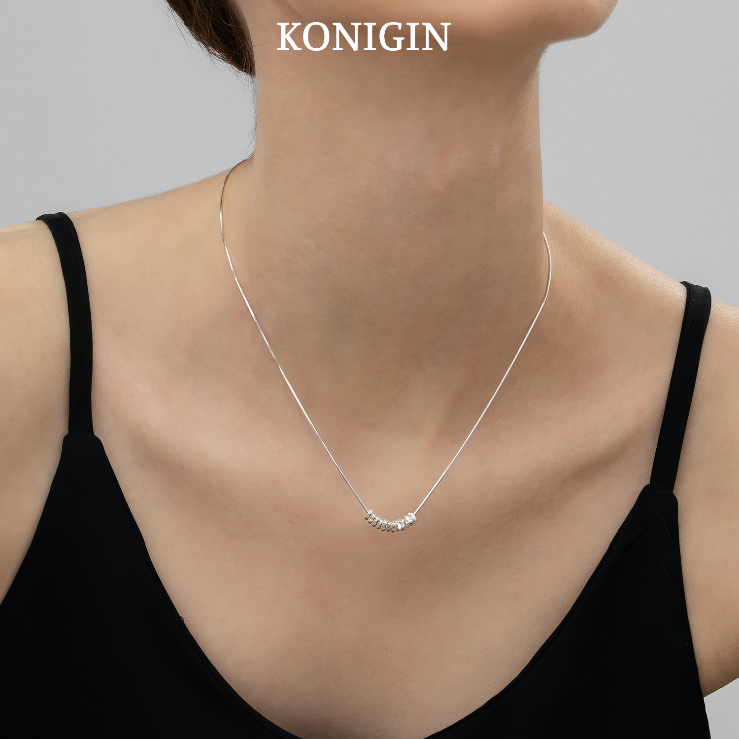 925纯银不规则碎银子项链女