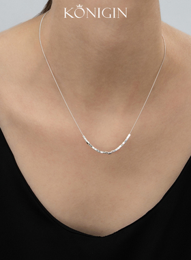 Konigin纯银小方块项链女轻奢小众设计感ins简约锁骨链2025年新款