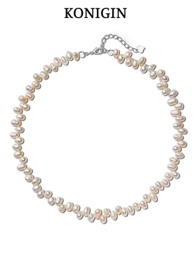 Konigin巴洛克天然错位珍珠项链女轻奢淡水925纯银秋冬毛衣链配饰