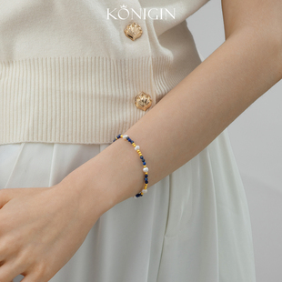 Konigin天然青金石珍珠手链女2025新款爆款925纯银串珠百搭手饰品