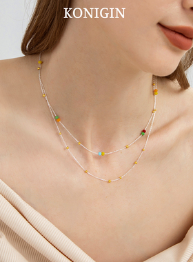 925纯银彩虹甜豆项链女